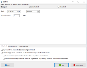 syncbackfree backup Zeitplan einstellen