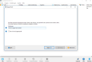 syncbackfree backup einrichten Profil